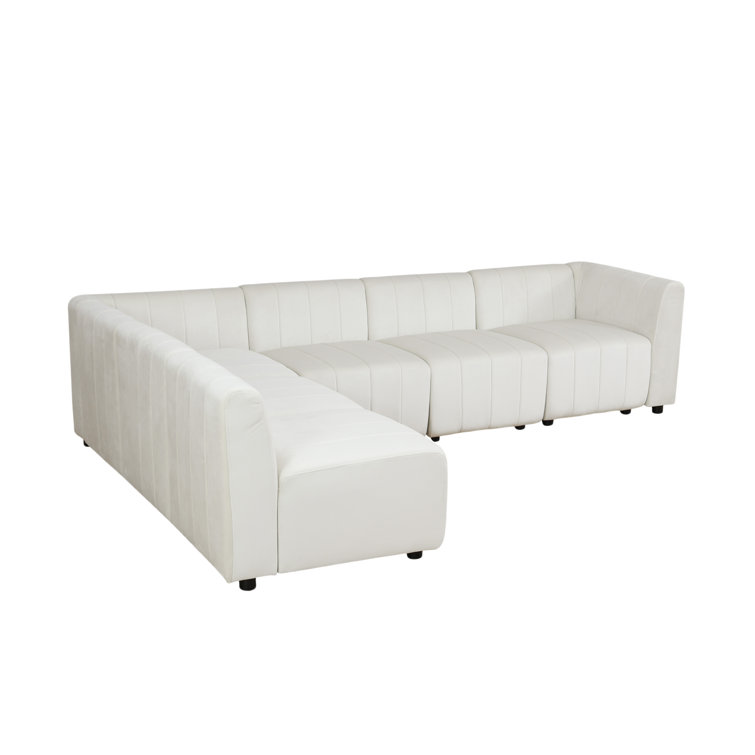 Latitude Run® 120" Wide 6 Piece White Microfiber Reversible Modular